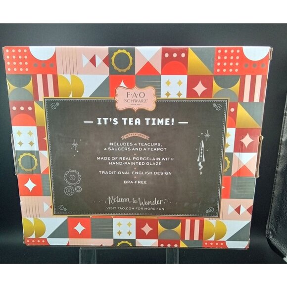 FAO Schwarz Tea Party Pretend Play Ceramic Set 9 Pcs. Real Porcelain Hand-Paint - Picture 5 of 6